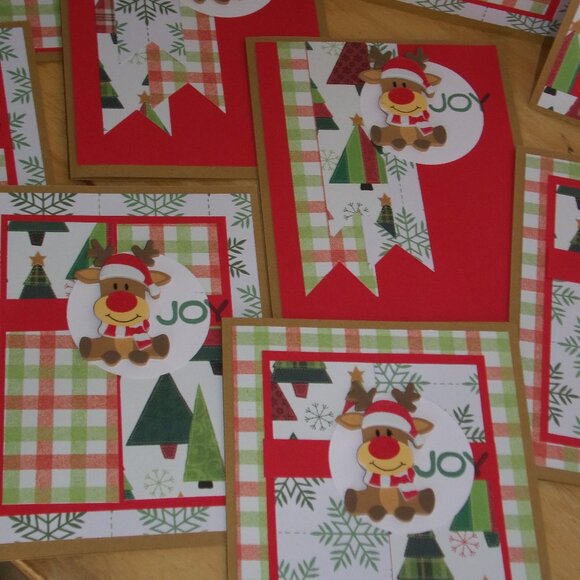 Handmade Set of 12 NWT Reindeer Christmas Cards - Picture 2 of 3